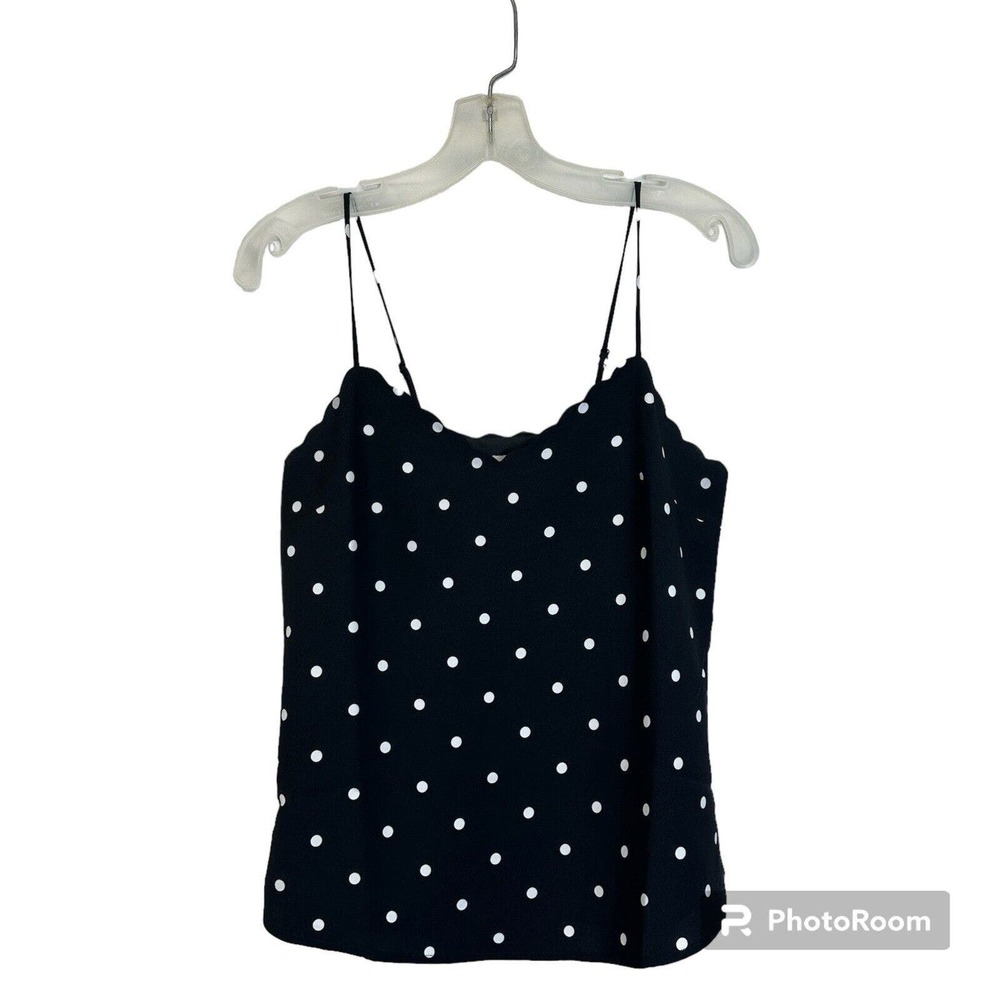 J. Crew Black White Polka Dot Print Tank Top Camisole Spaghetti Lot Of 2 Size 00 - Picture 3 of 16